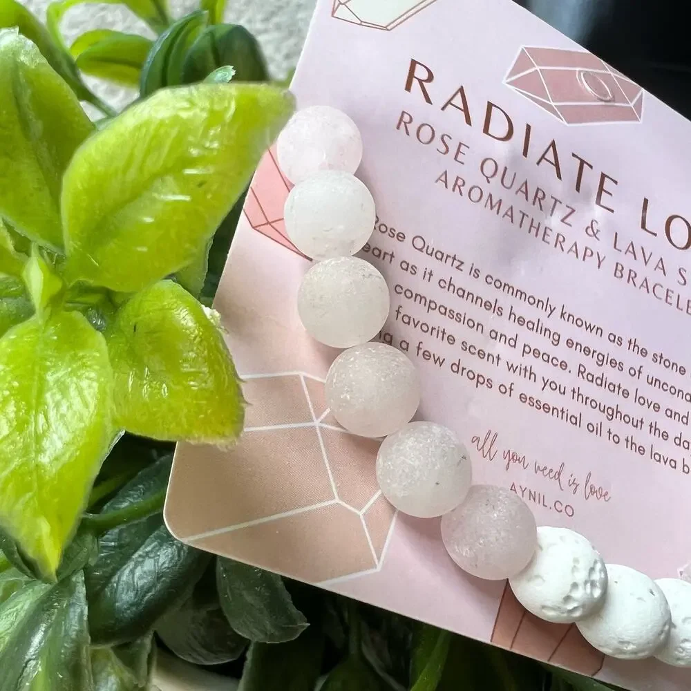 NEW AYNIL Radiate Love Rose Quartz Stone Aromatherapy Diffuser Bracelet